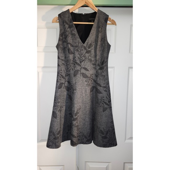 Banana Republic Dresses & Skirts - Banana Republic Womens Wool Blend Botanical Leaf Print V-Neck A-Line Dress Grey